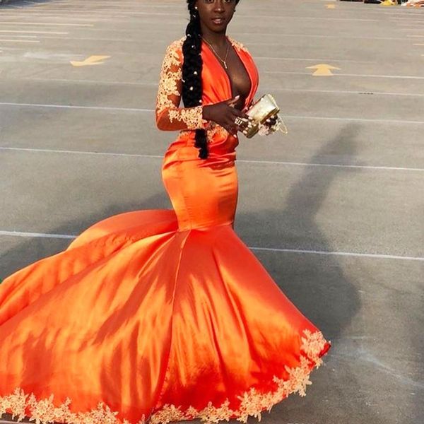 black girl mermaid prom dresses 2019 orange long sleeves lace appliques satin cocktail party gowns girls pageant formal wear
black girl mermaid prom dresses 2019 orange long sleeves lace appliques satin cocktail party gowns girls pageant formal wear