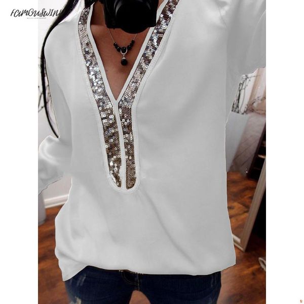 size plus s~5xl office sequined women shirts autumn long sleeve v neck blouse loose ladies applique lady patchwork blusa clothing, White
size plus s~5xl office sequined women shirts autumn long sleeve v neck blouse loose ladies applique lady patchwork blusa clothing, White