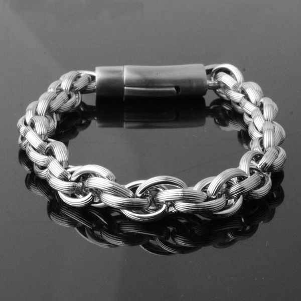 new design rolo spiga plait linking chain bracelet for men punk stainless steel box hand chain wristband jewelry 22cm, Black
new design rolo spiga plait linking chain bracelet for men punk stainless steel box hand chain wristband jewelry 22cm, Black