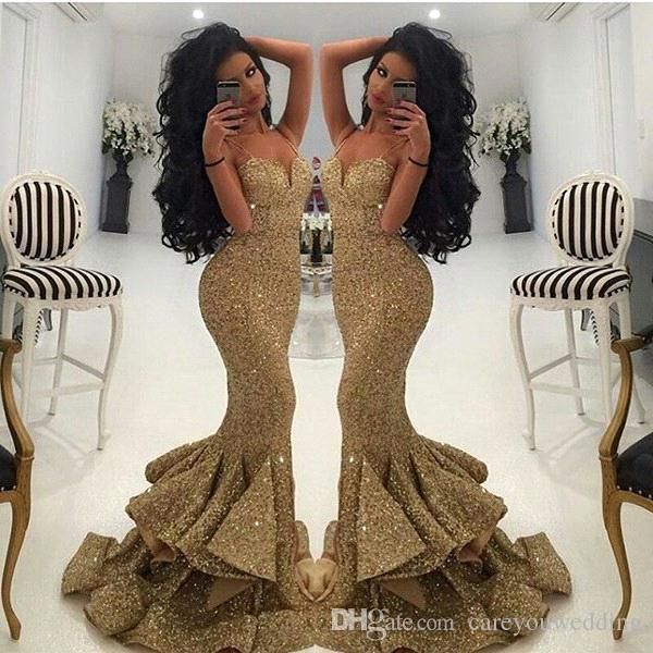 sparkly side split spaghetti straps mermaid prom dresses sweep train tiered ruffles party gowns dresses evening wear prom dresses, Black
sparkly side split spaghetti straps mermaid prom dresses sweep train tiered ruffles party gowns dresses evening wear prom dresses, Black