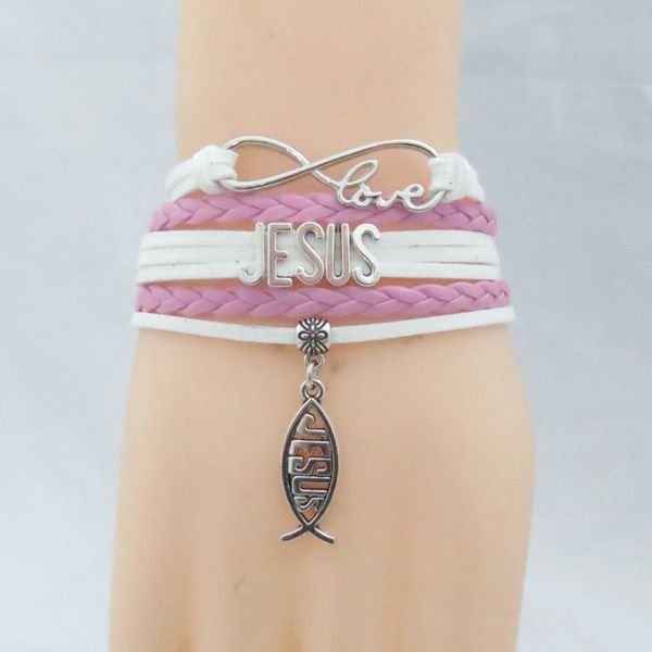 love jesus bracelet cross jesus charm bangles white rope and pink leather bracelet for woman and man, Black
love jesus bracelet cross jesus charm bangles white rope and pink leather bracelet for woman and man, Black