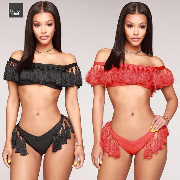 tassel bikini off shoulder bandeau solid swimsuit women 2019 micro bikini set push up swimwear bathing monokini, White;black
tassel bikini off shoulder bandeau solid swimsuit women 2019 micro bikini set push up swimwear bathing monokini, White;black