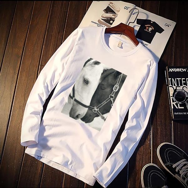 new long sleeve t shirt black and white horse nordic print 100% cotton tee casual o neck streetwear clothing
new long sleeve t shirt black and white horse nordic print 100% cotton tee casual o neck streetwear clothing