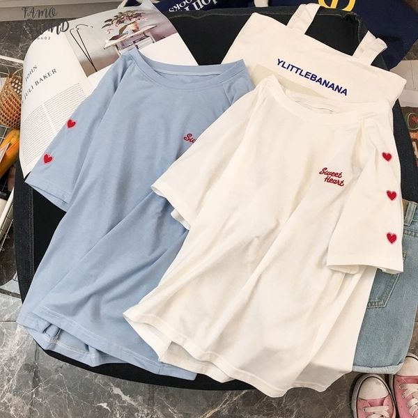 women summer t shirts cotton harajuku kawaii embroidery short sleeve ulzzang streetwear camisetas verano mujer kpop style, White
women summer t shirts cotton harajuku kawaii embroidery short sleeve ulzzang streetwear camisetas verano mujer kpop style, White