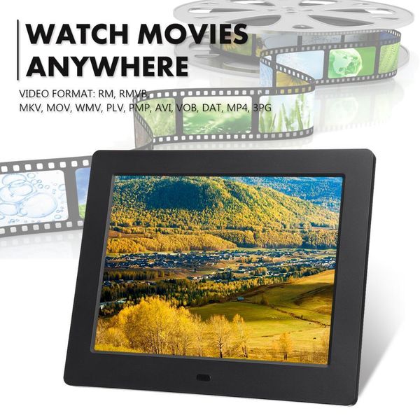 8inch digital p frame hd wide screen lcd frame mp3 remote control p alarm clocks home decoration electric frames