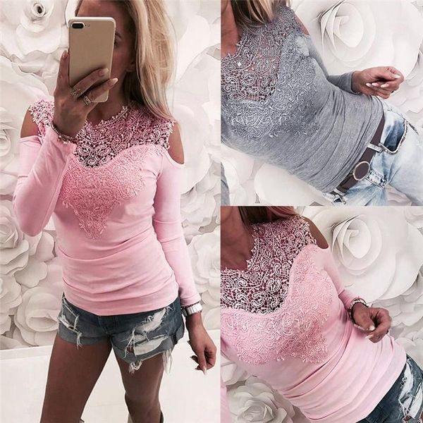 print long sleeve ladies tshirts panelled solid color womens spring womens clothing floral lace, White
print long sleeve ladies tshirts panelled solid color womens spring womens clothing floral lace, White