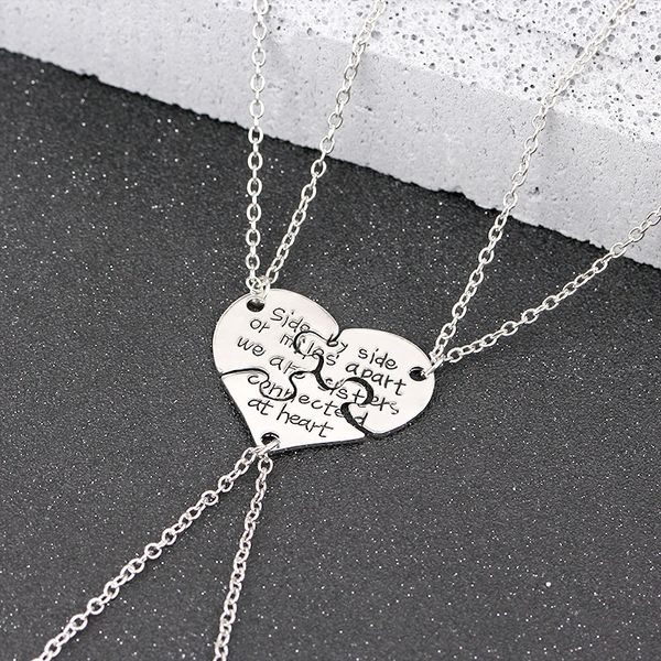 3 piece broken heart friends necklaces carved side by side or miles apart we are sisters connected at heart necklace n189, Silver
3 piece broken heart friends necklaces carved side by side or miles apart we are sisters connected at heart necklace n189, Silver