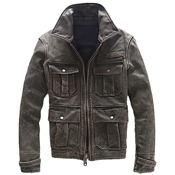 men's retro vintage genuine leather jacket cowhide whitening motorcycle clothing lapel slim fit short autumn winter coat black
men's retro vintage genuine leather jacket cowhide whitening motorcycle clothing lapel slim fit short autumn winter coat black