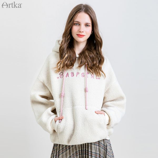 artka 2019 winter new women sweatshirt loose casual letter embroidery hooded sweatshirts velvet thick lambswool hoodies va15291q, Black
artka 2019 winter new women sweatshirt loose casual letter embroidery hooded sweatshirts velvet thick lambswool hoodies va15291q, Black