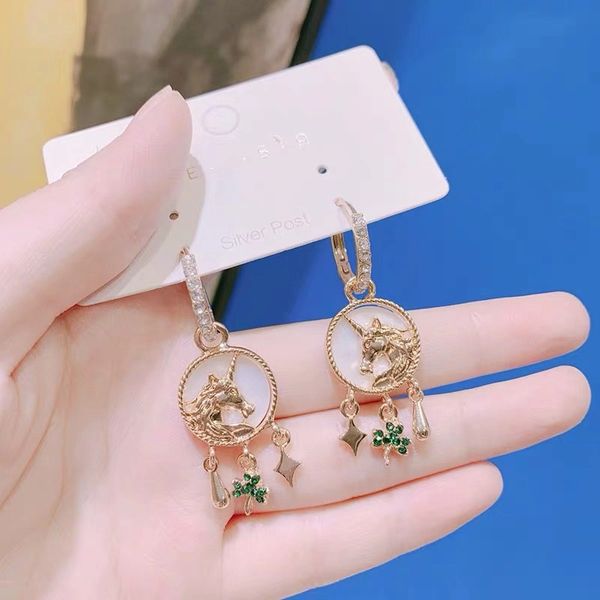 s1160 fashion jewelry unicorn shamrock shell earrings elegant eardrop earrings, Silver
s1160 fashion jewelry unicorn shamrock shell earrings elegant eardrop earrings, Silver