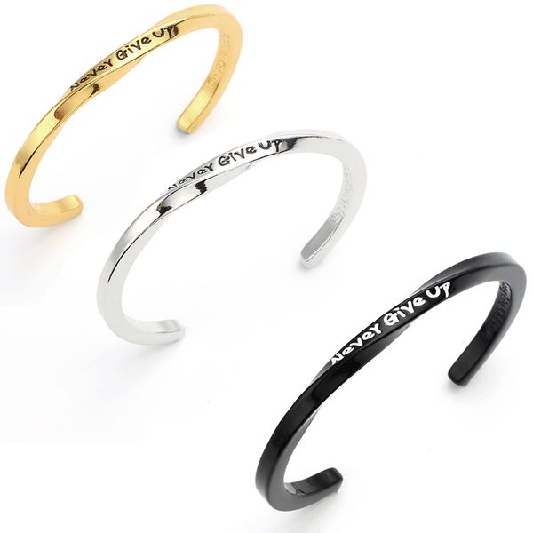 never give up inspirational bangle gold silver black colors alloy bangles open adjustable cuff bracelet fashion jewelry
never give up inspirational bangle gold silver black colors alloy bangles open adjustable cuff bracelet fashion jewelry