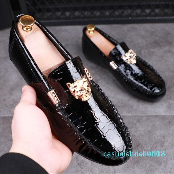 new 2019 luxury genuine leather men's wedding shoes metal tiger men's banquet party dress loafers 38-43 c18, Black
new 2019 luxury genuine leather men's wedding shoes metal tiger men's banquet party dress loafers 38-43 c18, Black