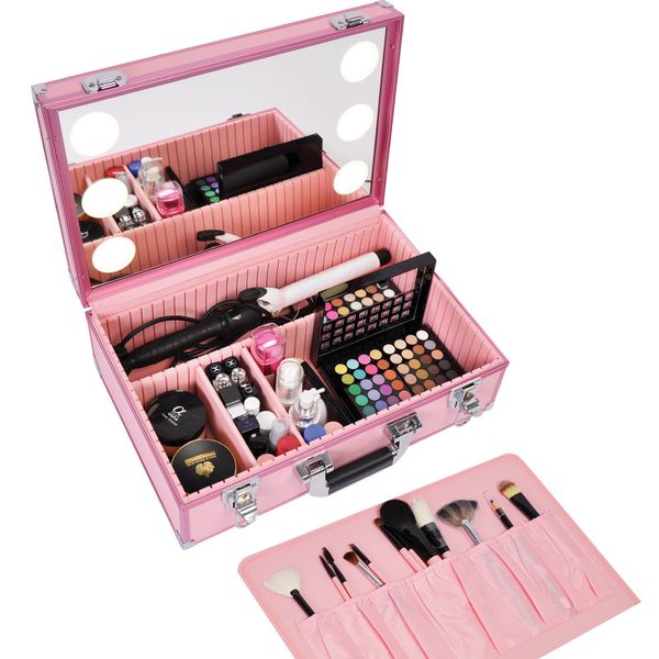 travel cosmetic case with 6 lamp adjustable light with mirror multi-layer color large makeup box led follow up box
travel cosmetic case with 6 lamp adjustable light with mirror multi-layer color large makeup box led follow up box