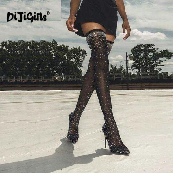 fashion runway crystal stretch fabric sock boots pointy toe over-the-knee heel thigh high pointed toe woman boot drop shipping, Black
fashion runway crystal stretch fabric sock boots pointy toe over-the-knee heel thigh high pointed toe woman boot drop shipping, Black