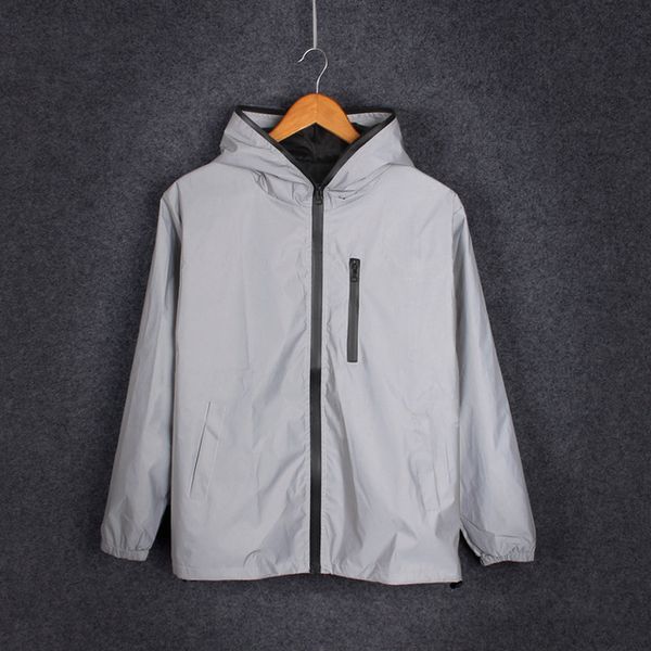 men's reflective hooded jacket cycling sports night safety jacket, Black;brown 
men's reflective hooded jacket cycling sports night safety jacket, Black;brown