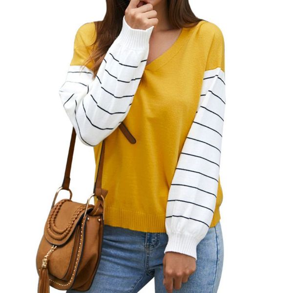 knit warm sweater women 2019 new autumn winter fashion v-neck patchwork long puff sleeve loose casual pullover sweater arrival, White;black
knit warm sweater women 2019 new autumn winter fashion v-neck patchwork long puff sleeve loose casual pullover sweater arrival, White;black