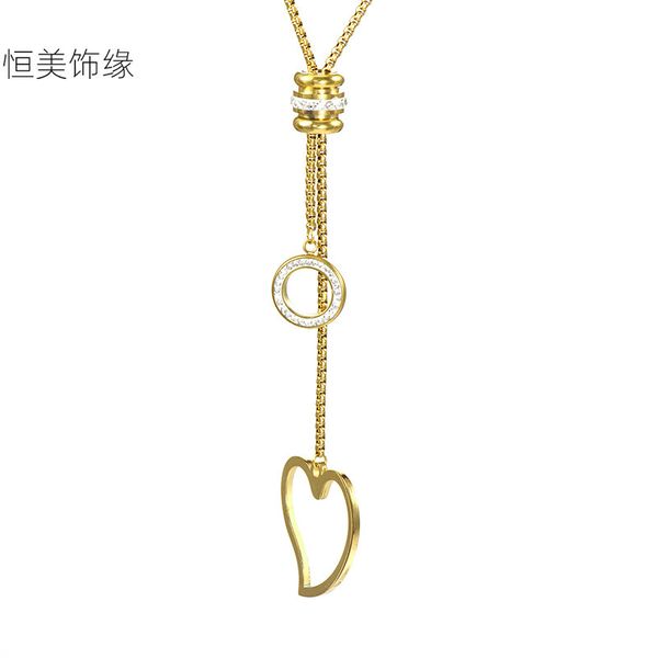 new peach heart key pendant titanium steel necklace women's trendy fashion stainless sweater chain sale, Silver
new peach heart key pendant titanium steel necklace women's trendy fashion stainless sweater chain sale, Silver