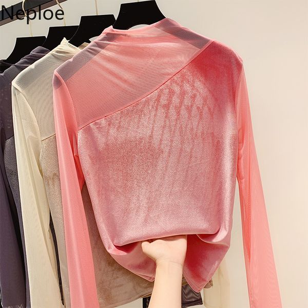 neploe half turtleneck women velour pullover long sleeve gauze patchwork jumper 2019 autumn winter bottom slim sweater 54838, White;black
neploe half turtleneck women velour pullover long sleeve gauze patchwork jumper 2019 autumn winter bottom slim sweater 54838, White;black