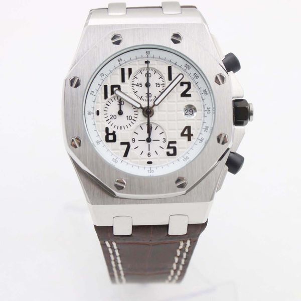 men quartz royal oak offshore safari chronograph white dial brown leather strap floding clasp watches white dial mens sport wristwatch, Slivery;brown
men quartz royal oak offshore safari chronograph white dial brown leather strap floding clasp watches white dial mens sport wristwatch, Slivery;brown