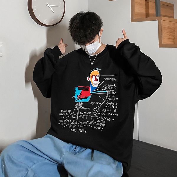2020 spring and autumn new youth graffiti printing loose sweatshirt fashion casual round neck wild pullover white/black/blue
2020 spring and autumn new youth graffiti printing loose sweatshirt fashion casual round neck wild pullover white/black/blue