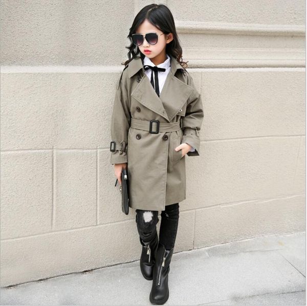 Girl Trench Coat Autumn Winter Belt Double-breasted Kids Trench Coat Fashion High-grade Teenage Long Windbreaker, Khaki
Girl Trench Coat Autumn Winter Belt Double-breasted Kids Trench Coat Fashion High-grade Teenage Long Windbreaker, Khaki