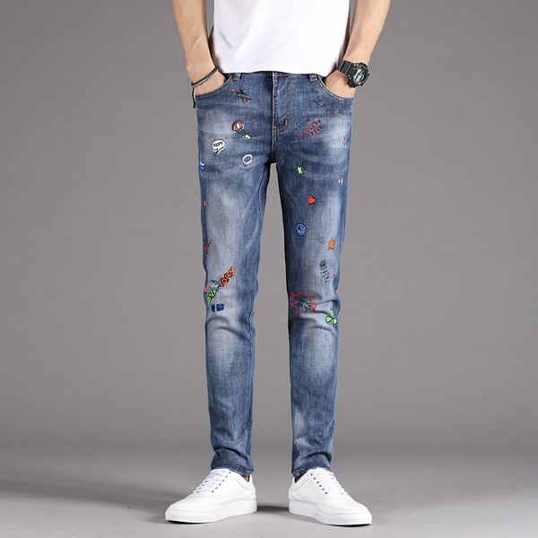 european mens jeans brand print jeans luxury men denim trousers elastic high end slim blue pencil pants for men
european mens jeans brand print jeans luxury men denim trousers elastic high end slim blue pencil pants for men