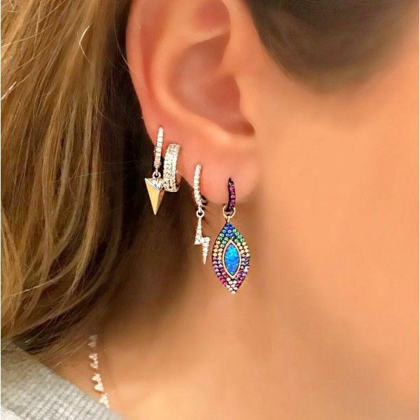 2019 new design simple charm dangling earring for women lighning charm gold color cz minimal jewelry, Silver
2019 new design simple charm dangling earring for women lighning charm gold color cz minimal jewelry, Silver