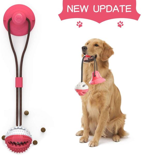 multifunction pet molar bite toy interactive fun pet leakage food toys with suction cup pets ball toy pet dog toys rubber