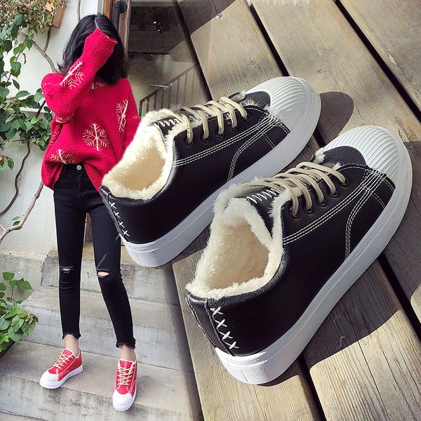 w- autumn and winter plus velvet solid color female students casual versatile flat bottom warm wear-resistant shoes, Black
w- autumn and winter plus velvet solid color female students casual versatile flat bottom warm wear-resistant shoes, Black