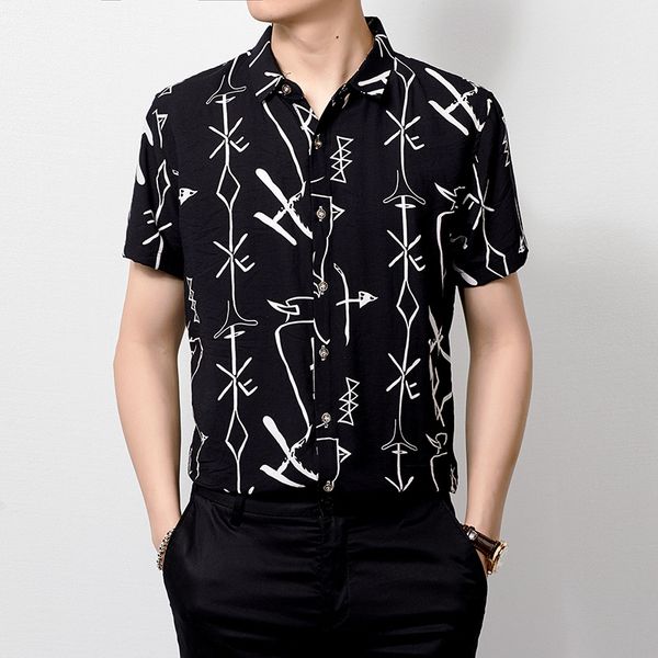 men's casual shirts european style creative pattern printing fashion short sleeve shirt summer quality soft comfortable boutique men, White;black
men's casual shirts european style creative pattern printing fashion short sleeve shirt summer quality soft comfortable boutique men, White;black