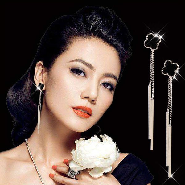 2018 new four-leaf grass long earrings korean version of simple tassel cuff earrings fashion ladies wedding jewelry gifts, Silver
2018 new four-leaf grass long earrings korean version of simple tassel cuff earrings fashion ladies wedding jewelry gifts, Silver