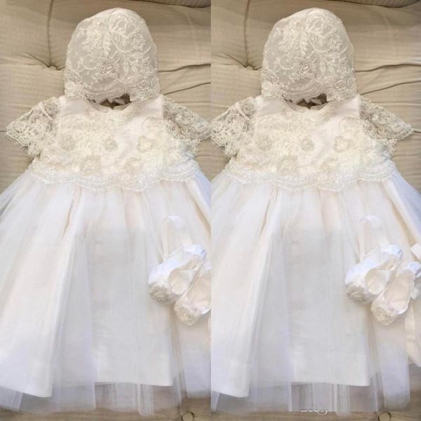cute lace christening gowns for baby girls jewel neck beads appliqued baptism dresses first communication dress with bonnet, White
cute lace christening gowns for baby girls jewel neck beads appliqued baptism dresses first communication dress with bonnet, White