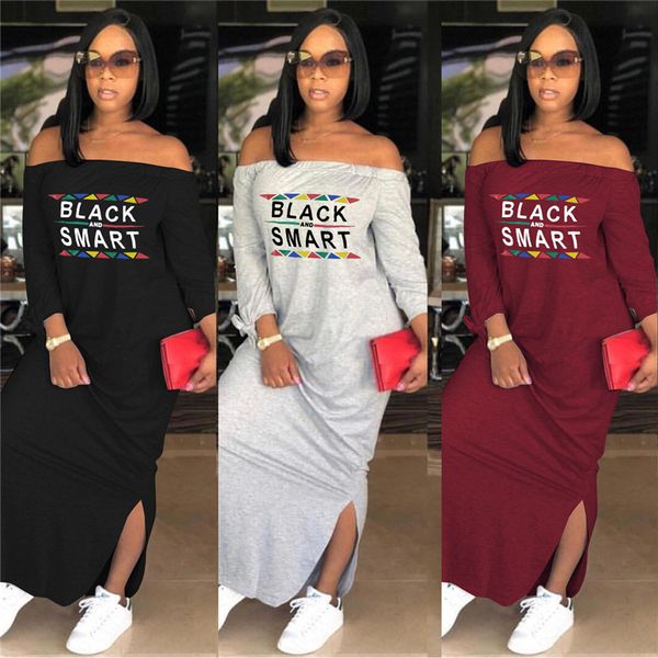 black smart letter printed women designer long dress slash neck summer maxi dresses casual party split skirt dress plus size d62911, Black;gray
black smart letter printed women designer long dress slash neck summer maxi dresses casual party split skirt dress plus size d62911, Black;gray