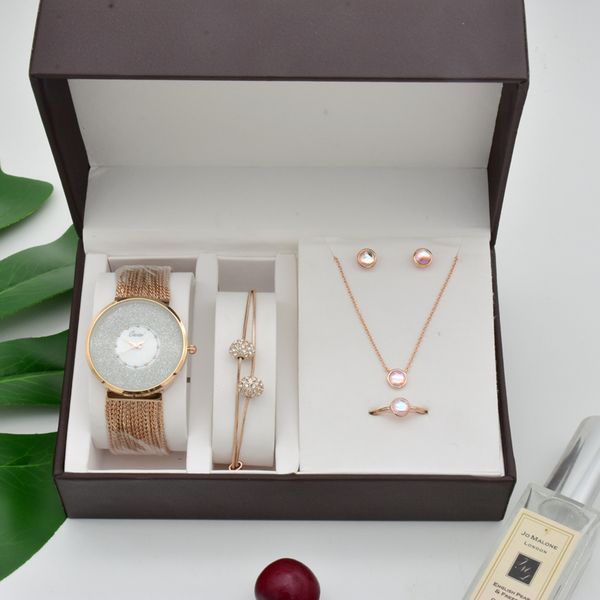 brand fashion rose gold women watches set bracelet earrings necklace ring sets ladies quartz watch gifts for women with box, Slivery;brown
brand fashion rose gold women watches set bracelet earrings necklace ring sets ladies quartz watch gifts for women with box, Slivery;brown