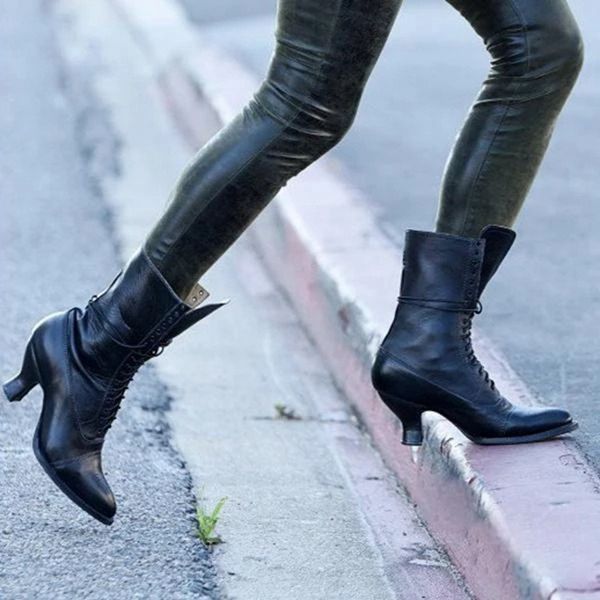women high heel autumn mid-calf boots female lace-up platform spike heels plus size ladies fashion shoes, Black
women high heel autumn mid-calf boots female lace-up platform spike heels plus size ladies fashion shoes, Black