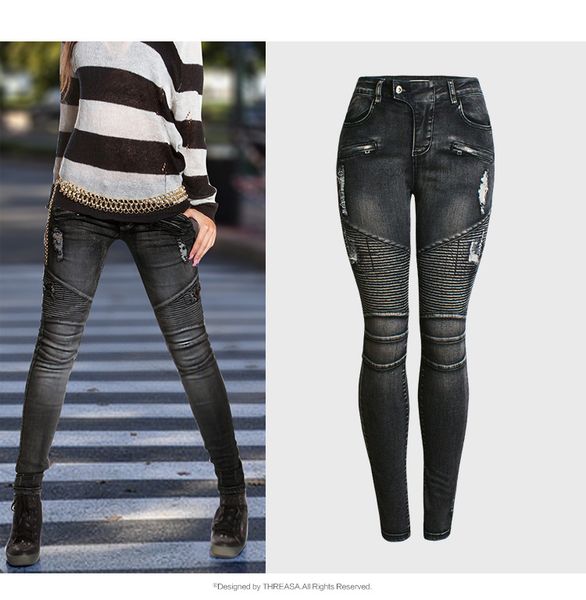 new stylish locomotive wear slim jeans for women pleated ripped pants dark blue denim pencil trouser skinny push up stretch jean
new stylish locomotive wear slim jeans for women pleated ripped pants dark blue denim pencil trouser skinny push up stretch jean
