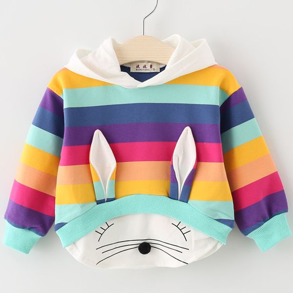 2019 autumn new children's clothing korean girls rainbow patch sweater 1-5 year old baby cartoon rabbit hooded top, Black
2019 autumn new children's clothing korean girls rainbow patch sweater 1-5 year old baby cartoon rabbit hooded top, Black