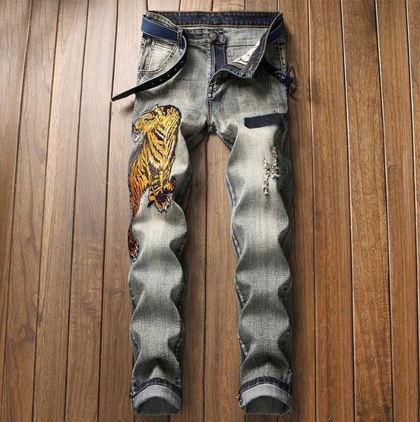 designer vintage ripped mens jeans animal embroidery streetwear jeans brand stretch fashion mens four seasons pants, Blue
designer vintage ripped mens jeans animal embroidery streetwear jeans brand stretch fashion mens four seasons pants, Blue