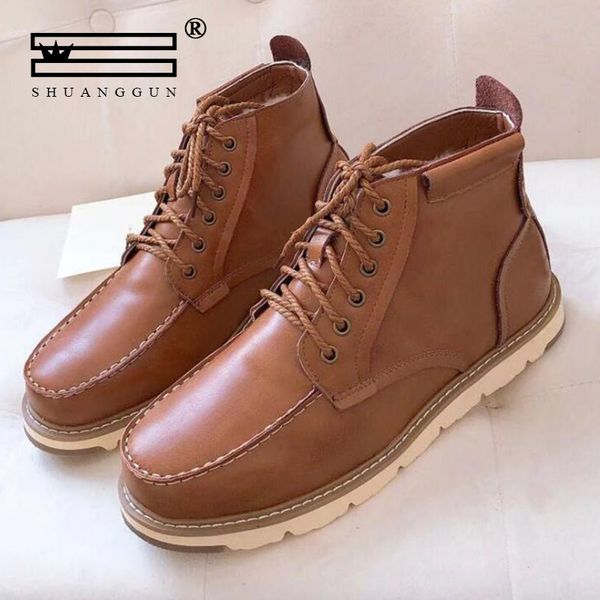 shuanggun men's snow boots winter warm wool sheepskin men's ankle boots leather work brown leather, Black
shuanggun men's snow boots winter warm wool sheepskin men's ankle boots leather work brown leather, Black