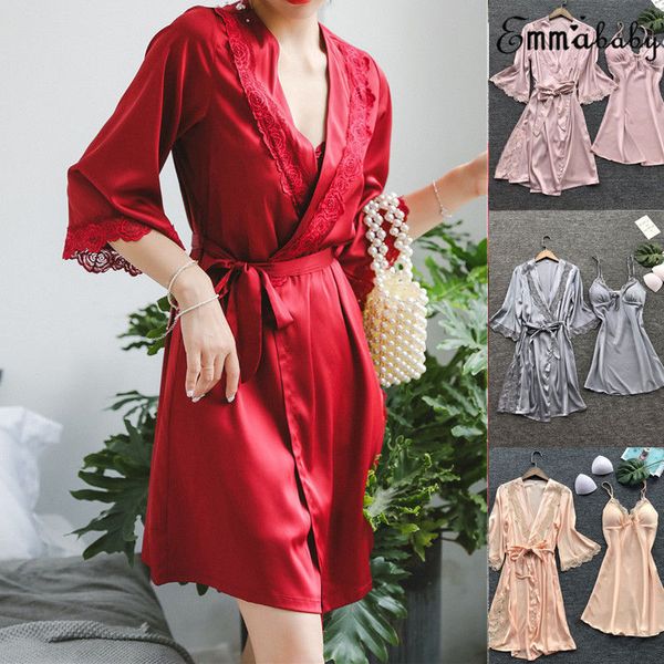 summer ladies satin sleepwear with chest pads pajamas set lace silk sleep robe gown sets, Black;red
summer ladies satin sleepwear with chest pads pajamas set lace silk sleep robe gown sets, Black;red