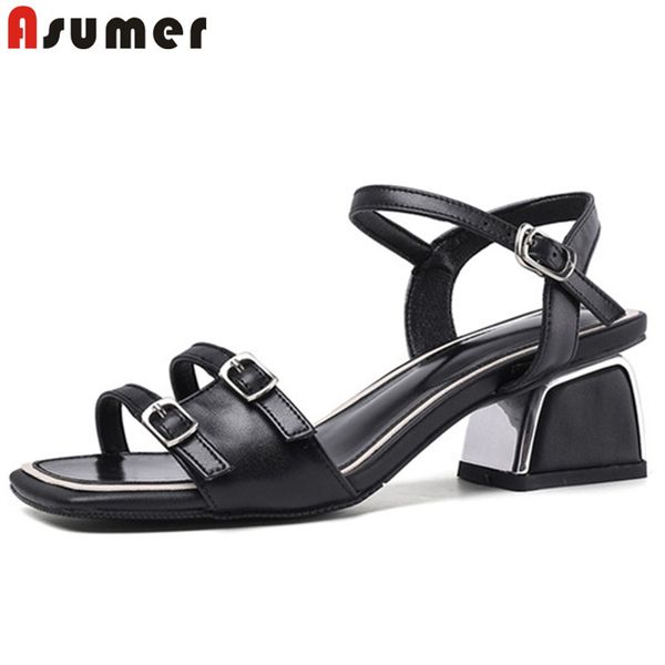 asumer 2020 women sandals genuine leather shoes buckle 6cm square high heels casual shoes ladies sandals, Black
asumer 2020 women sandals genuine leather shoes buckle 6cm square high heels casual shoes ladies sandals, Black