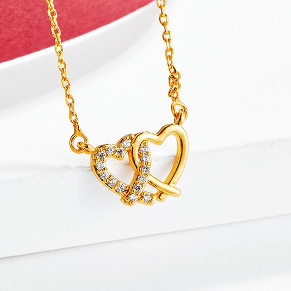 clavicle chain pendant double heart tiny zirconia 18k yellow gold filled romantic charm womens pendant necklace gift, Silver
clavicle chain pendant double heart tiny zirconia 18k yellow gold filled romantic charm womens pendant necklace gift, Silver