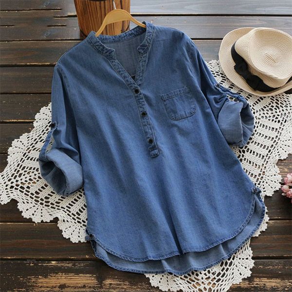 летняя блузка женщины топы мода женская блузка 2019 осень denim голубой рубашки v шеи длинным рукавом кнопка solid вниз лето работа, White
летняя блузка женщины топы мода женская блузка 2019 осень denim голубой рубашки v шеи длинным рукавом кнопка solid вниз лето работа, White