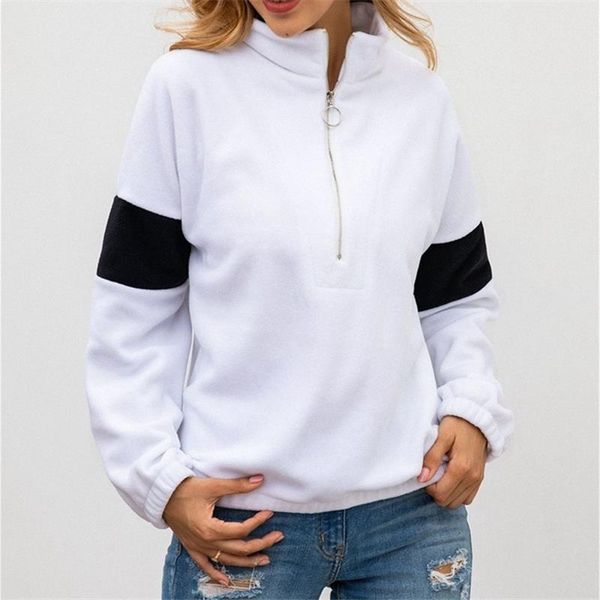 2020 women autumn half zip fleece loose sweatshirt casual long sleeve turtleneck hoodies patchwork pullover, Black
2020 women autumn half zip fleece loose sweatshirt casual long sleeve turtleneck hoodies patchwork pullover, Black