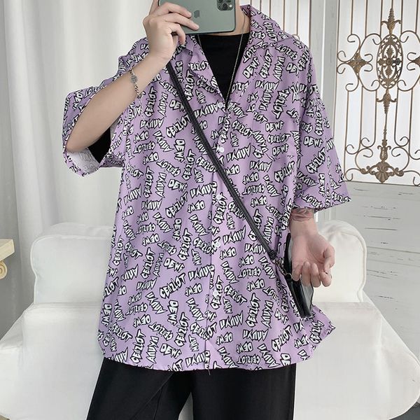 2020 summer new youth flow men's full printed loose thin section five-point sleeve shirt fashion casual shirt purple -2xl, White;black
2020 summer new youth flow men's full printed loose thin section five-point sleeve shirt fashion casual shirt purple -2xl, White;black