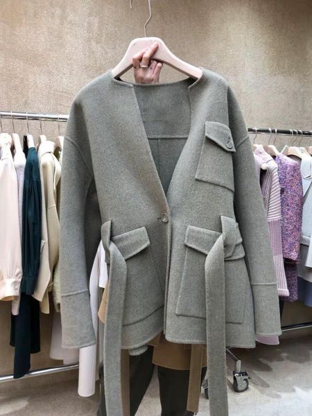 south korea 2019 winter new women's pocket casual fashion belt double side woolen coat solid plus size coats winter coat women, Black
south korea 2019 winter new women's pocket casual fashion belt double side woolen coat solid plus size coats winter coat women, Black