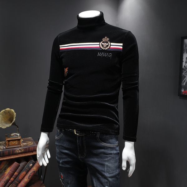 winter embroidery plus velvet thickening half high neck long sleeve t-shirt men's gold velvet warm middle collar bottoming shirt tide, White;black
winter embroidery plus velvet thickening half high neck long sleeve t-shirt men's gold velvet warm middle collar bottoming shirt tide, White;black