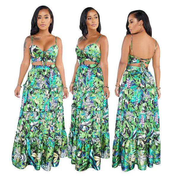 women two piece dress sets printed summer spaghetti strap v neck crop and maxi long high waist skirt 2 piece sets, White
women two piece dress sets printed summer spaghetti strap v neck crop and maxi long high waist skirt 2 piece sets, White