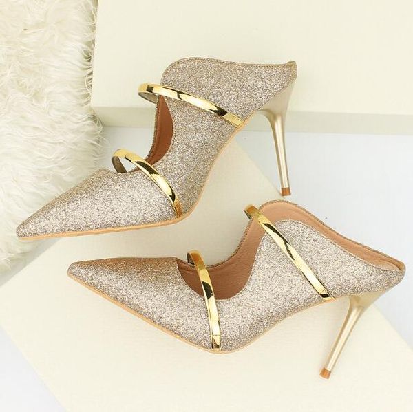 luxury women dress shoes high heel slippers lady party shallow mouth pointed fashion high heels hollow metal word with casual slippers, Black
luxury women dress shoes high heel slippers lady party shallow mouth pointed fashion high heels hollow metal word with casual slippers, Black