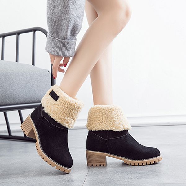 new women boots winter outdoor keep warm fur boots women platform slip on high heels party dress snow booties mujer, Black
new women boots winter outdoor keep warm fur boots women platform slip on high heels party dress snow booties mujer, Black
